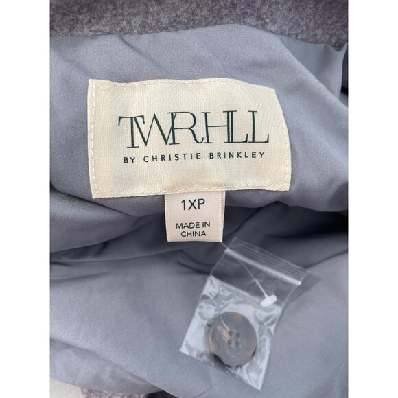 TWRHLL by Christie Brinkley Brushed Faux Melton Jacket Size 1XP Fringe Trim Gray - Picture 3 of 6